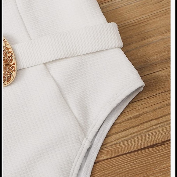 🎉New Sexy Push Up Underwire Solid White Padded Buckle One Piece Swimsuit - Picture 4 of 7